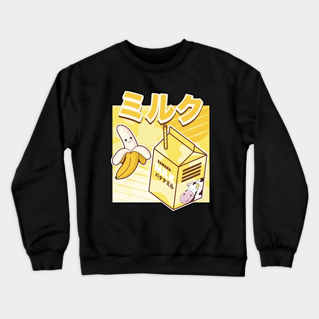 Japanese Kawaii Banana Milk Shake Crewneck Sweatshirt by Hixon House